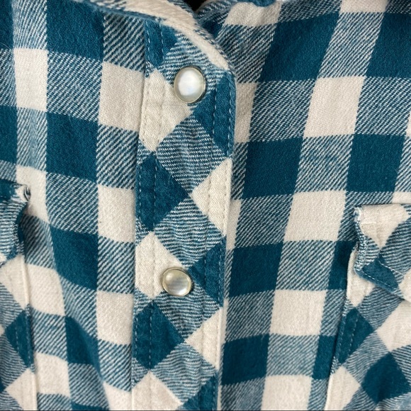Bit and Bridle Green White Plaid Check Flannel Western Shirt Embellished Medium - Picture 9 of 11